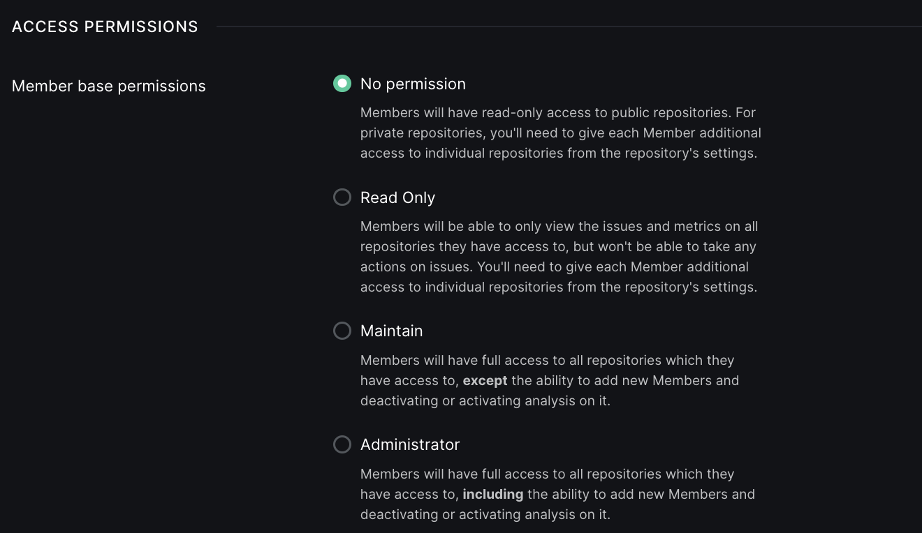 Changing base permissions