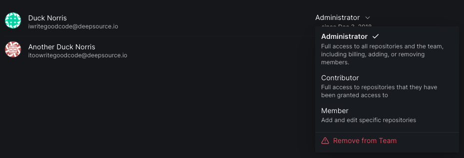 remove a team member