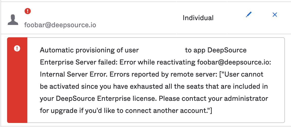 A push error displayed in Okta