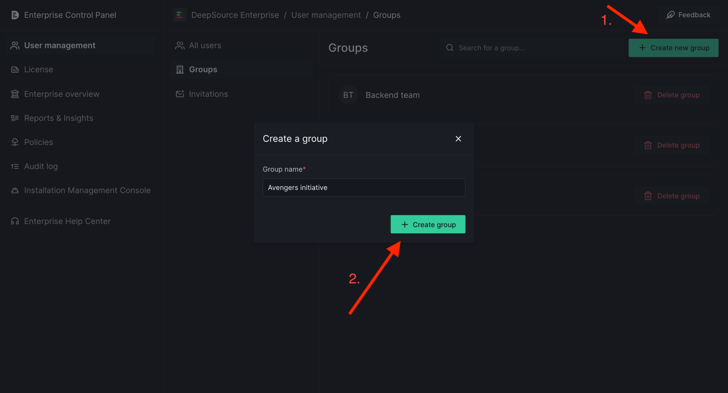 Steps to create a group