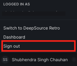 Sign out of DeepSource