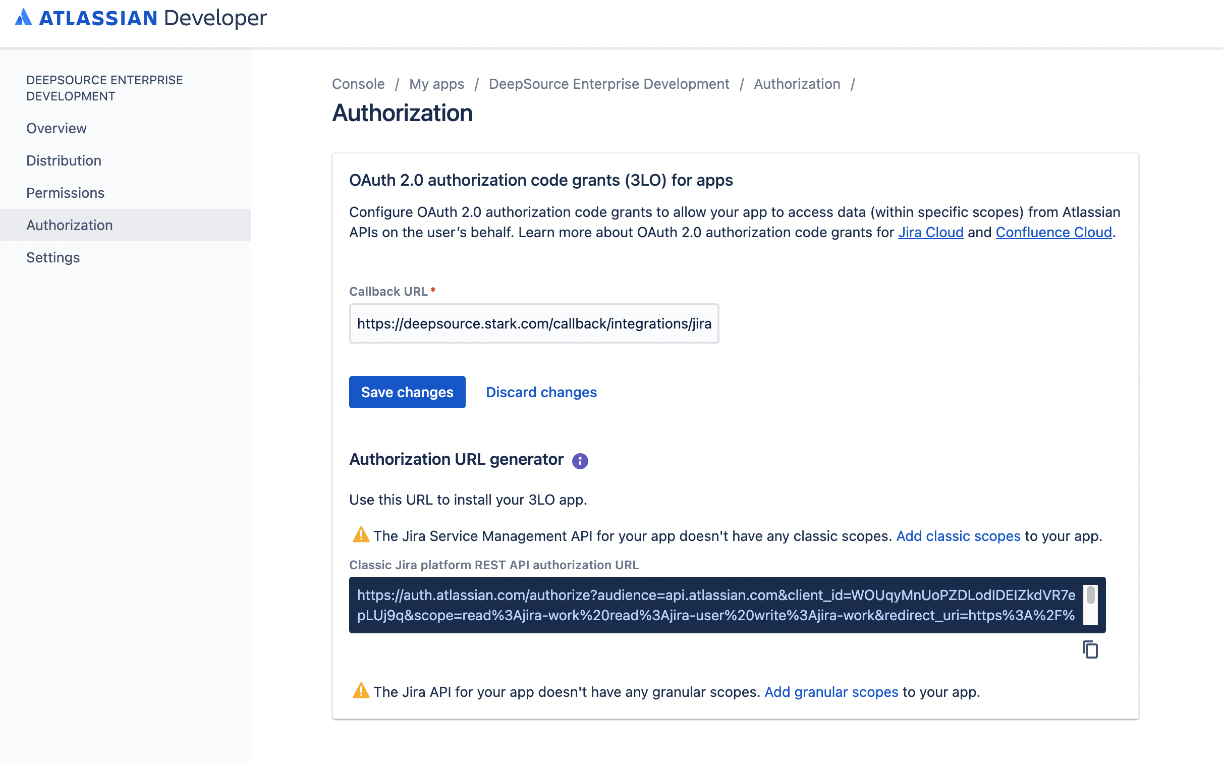 Jira app authorization