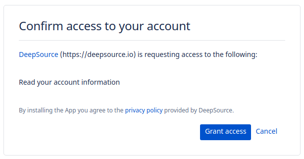 Authorize DeepSource for Bitbucket