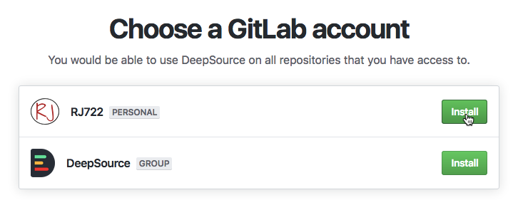 Choose GitLab Account
