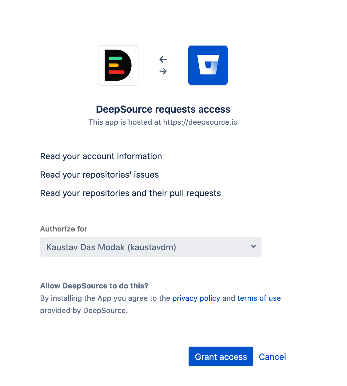 Install DeepSource on Bitbucket